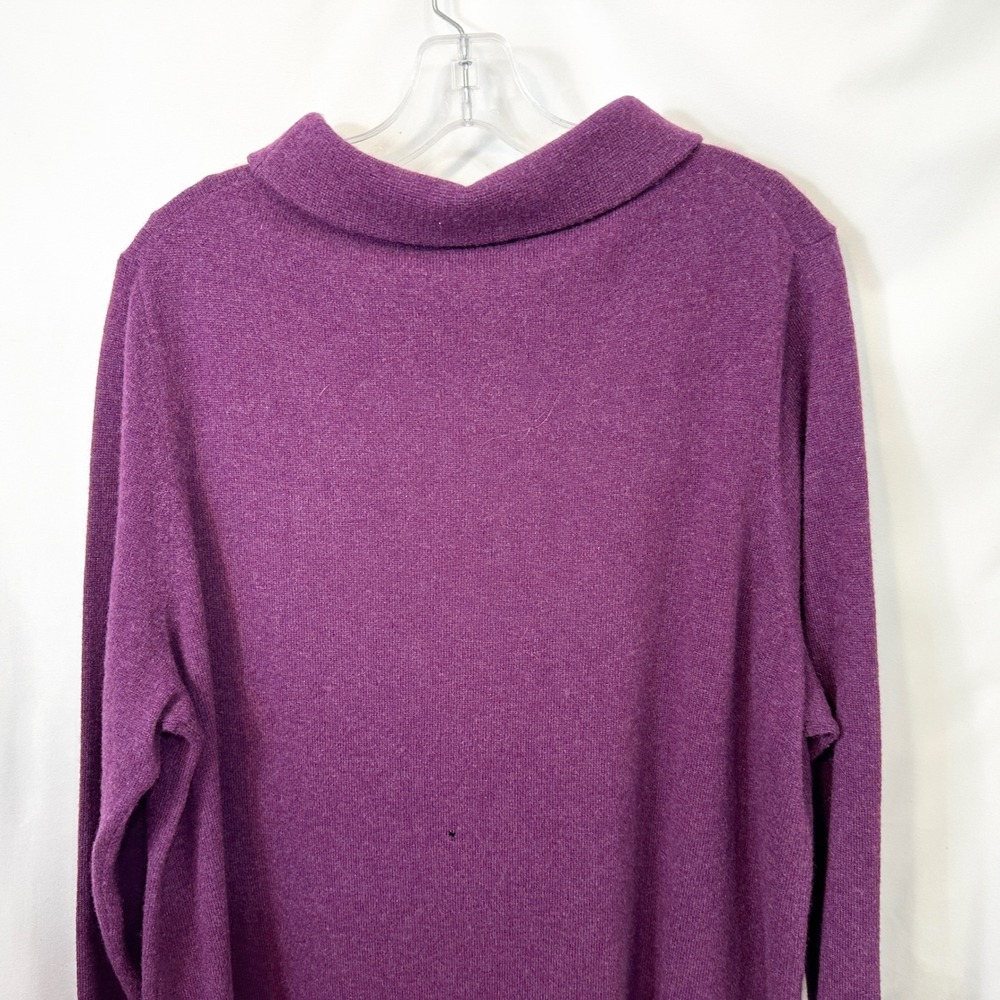 Talbots Plus Size 2X Sweater Cashmere Purple Cowl Neck Tunic Pullover Flaws 1211 - Picture 6 of 9